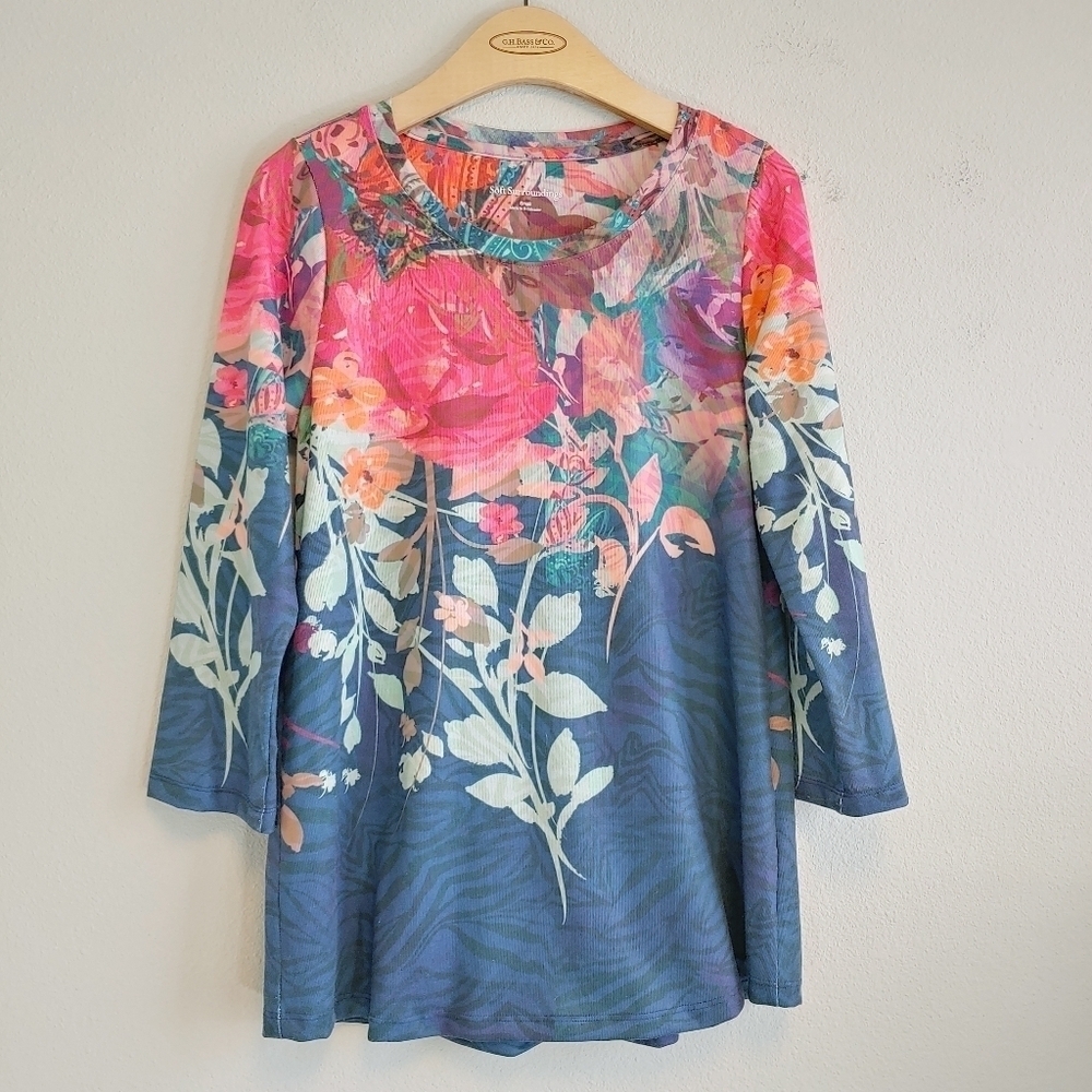 Soft Surroundings Floral Christa Tunic Top Sz S Floral Casual Feminine